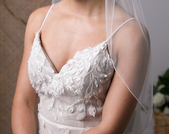 Erin - Supersoft Pencil Edge Barelythere Veil, Bespoke Veil, Wedding Veil, Cathedral veil,1 Tier veil,P07