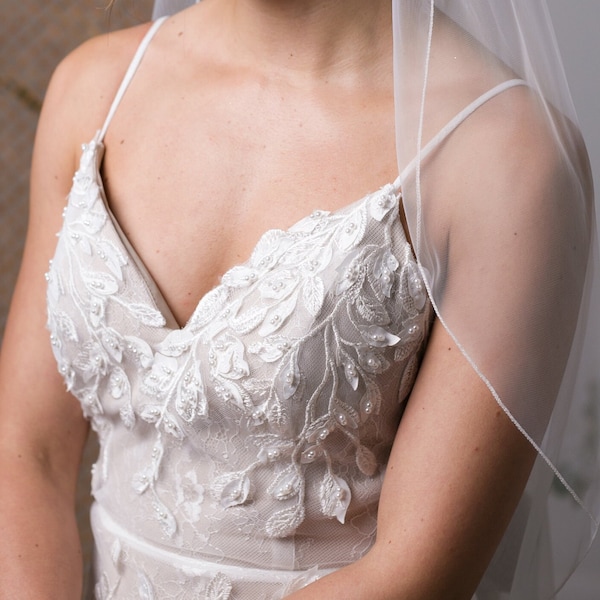 Erin - Supersoft Pencil Edge Barelythere Veil, Bespoke Veil, Wedding Veil, Cathedral veil,1 Tier veil,P07