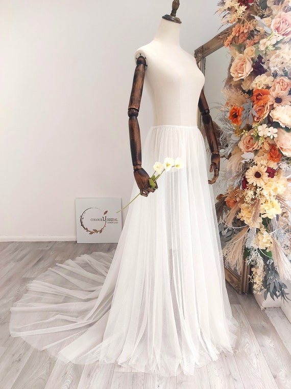 Glitter detachable overskirt, sparkle removable overskirt, Bespoke attached overlay, Wedding accessories - Olga