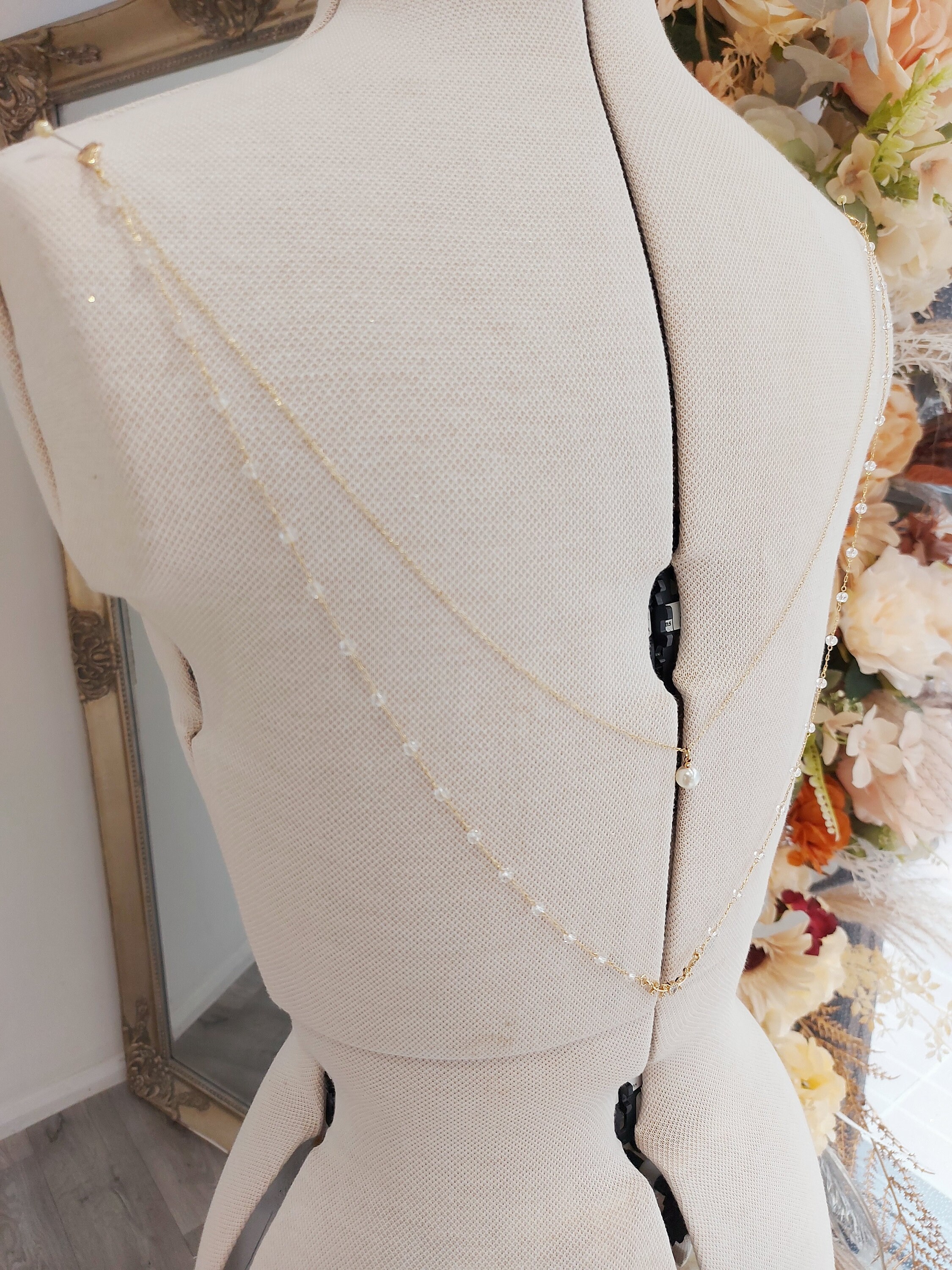 Rhinestone Back Chain Necklace - Crystal Drop Back Jewelry For Backless Dresses, Weddings & Parties