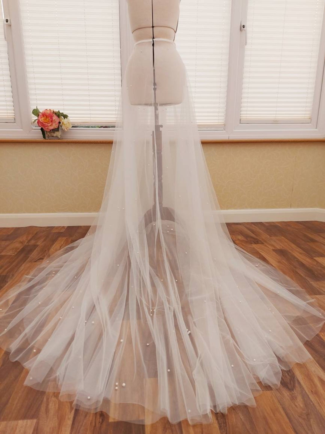 Bridal Detachable Overlay With Pearls Removable Overskirt - Etsy
