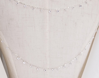 Silver Bridal Backdrop, Bridal Necklace, Backless Dress Jewelry