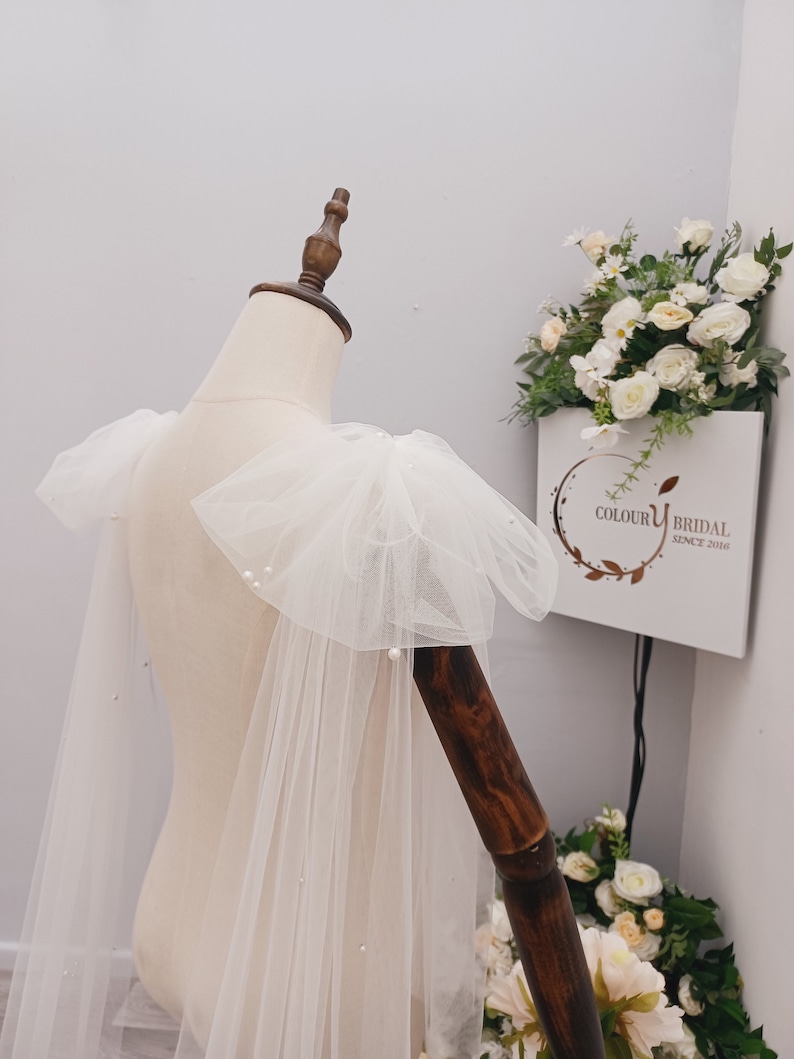 Removable Pearl Tulle Wedding Dress Shoulder Wings and Bows - Etsy