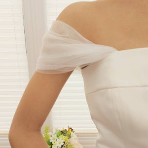 Sylvia - Detachable Wedding Dress Straps, Detachable Bridal Tulle Straps, Tulle Off shoulders, Removable Bridal Sleeves