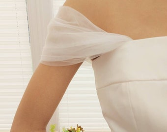 Sylvia - Detachable Wedding Dress Straps, Detachable Bridal Tulle Straps, Tulle Off shoulders, Removable Bridal Sleeves