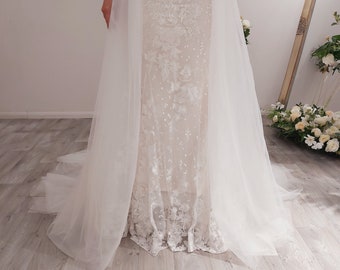 Bridal detachable train, 4 tiers removable train, Bespoke attached train, Wedding dress train - Rochella