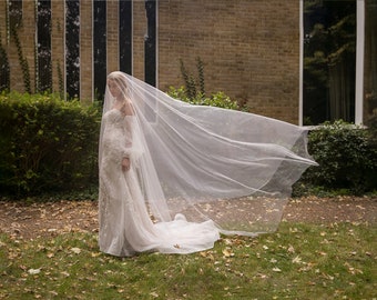 Lizbeth - Long blusher drop veil, 3M wide drop veil, Wedding Veil, Drop veil,P08