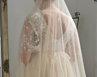 Super Soft Champagne Sparkle Glitter Veil, Glitter Champagne Wedding Veil, Cathedral veil, Chapel veil, Glitter veil - Eloise