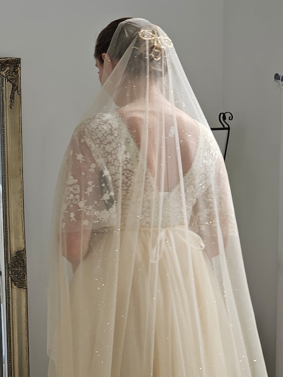 Buy Super Soft Champagne Sparkle Glitter Veil, Glitter  display picture 3
