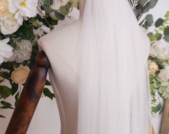 Estrella - 1 Tier Supersoft Sparkle Veil, Glitter veil, shimmer veil, chapel veil,Fingertip veil, Wedding Veil, Cathedral veil