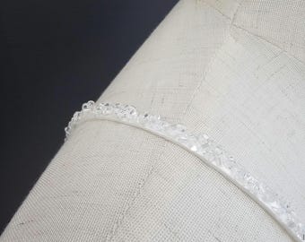 Crystal Beaded Bridal Dress Straps - Light Ivory Satin, Sew On