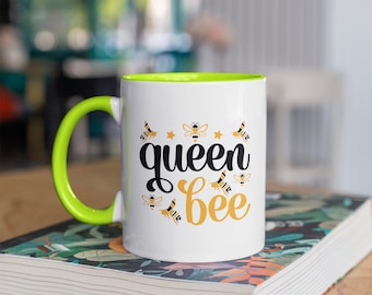 Black 12oz Latte Mug bb10L Queen Bee Yellow Black 12oz Latte Mug bb10L Queen Bee Yellow