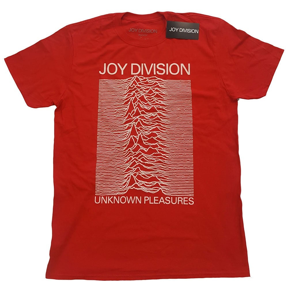 Discover Joy Division T-Shirt - Unknown Pleasures White on Red