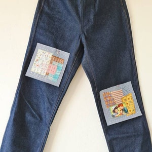 Upcycled Boro Sashiko Patch Handmade Sew-On Patch Sew-On pockets Embellishment Visible Mending Patchwork image 2