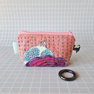 Upcycled sashiko purse with key ring | wallet | pouch | coin purse | Earphone pouch | sustainable gift | recycled repurposed | slow fashion