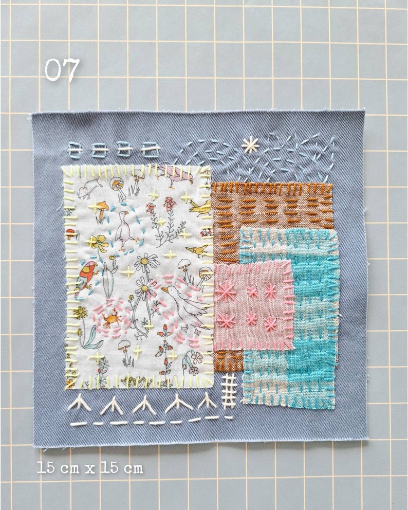 Upcycled Boro Sashiko Patch Handmade Sew-On Patch Sew-On pockets Embellishment Visible Mending Patchwork image 3