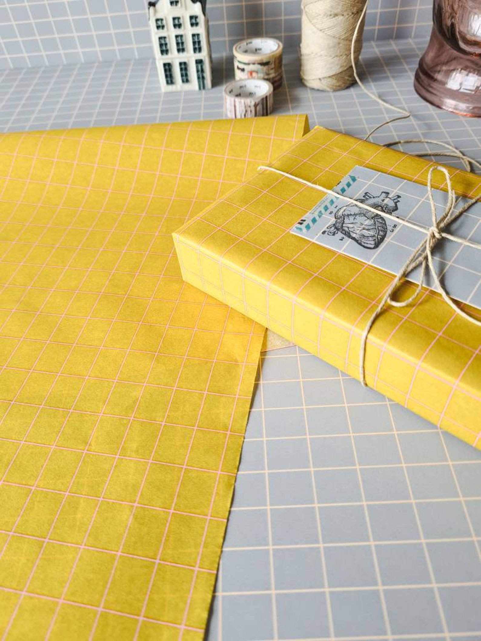 Retro Grid TISSUE PAPER Wrap Set of 5 Sheets Cute Packaging Etsy