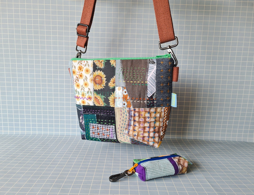 Handmade Upcycled Quilted Patchwork Sashiko Bag With Coin Pouch ...