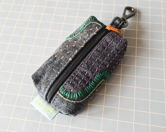 Upcycled small sashiko denim pouch | Lipbalm Lipstick holder | coin purse | Earphone pouch | key chain pouch | medicine pouch