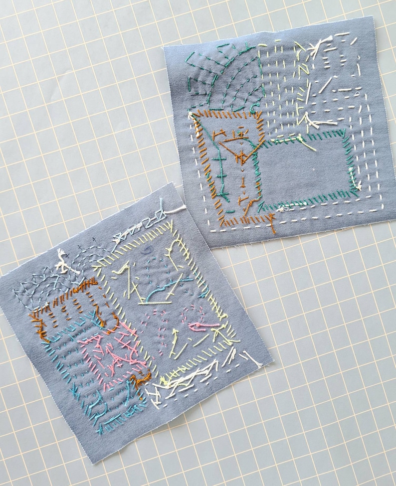 Upcycled Boro Sashiko Patch Handmade Sew-On Patch Sew-On pockets Embellishment Visible Mending Patchwork image 6