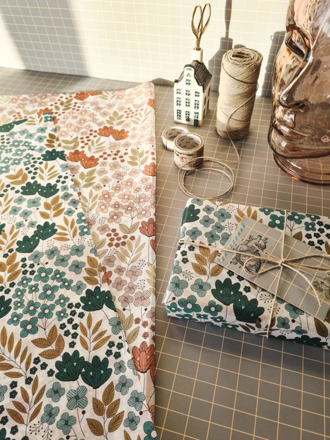 Floral TISSUE PAPER Wrap Set of 5 Sheets Cute Packaging Etsy