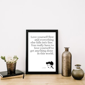 Lucille Ball Quote &quot;Love yourself first&quot; Digital Download Art Print