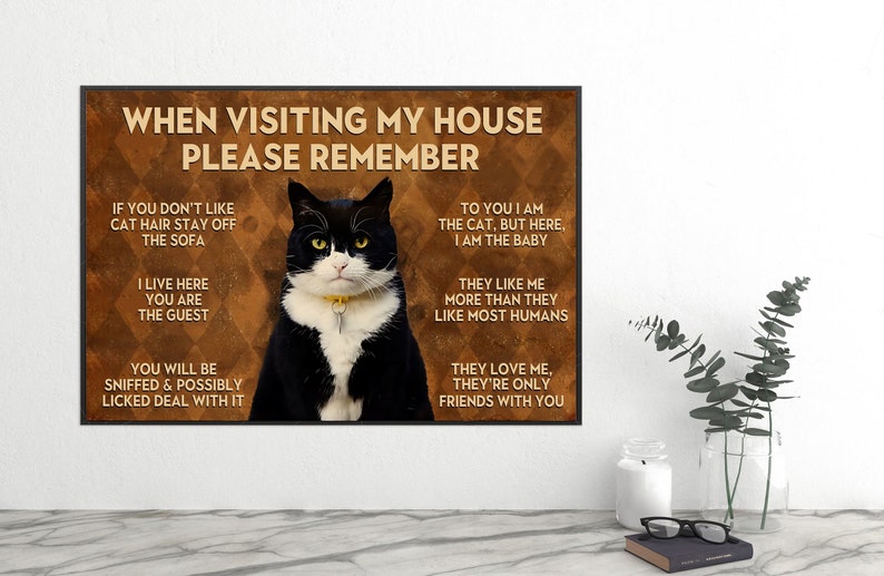 When Visiting My House Please Remember Poster Cat Rules Art | Etsy
