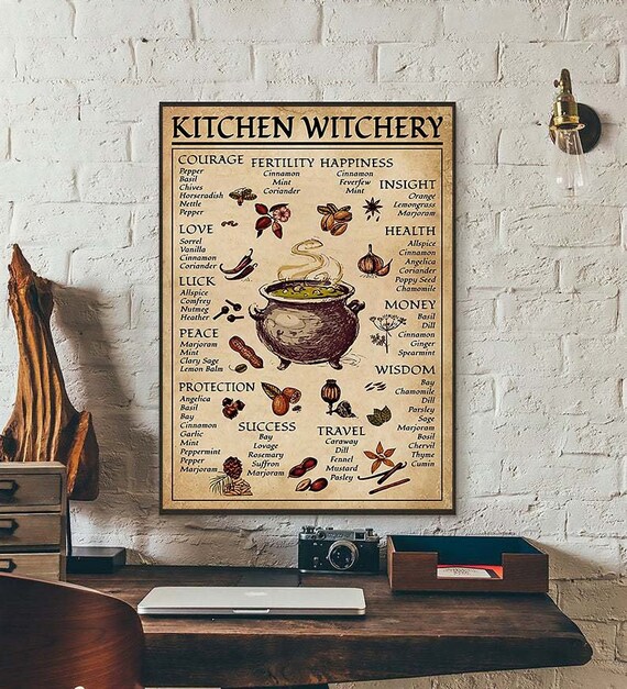 Kitchen Witchery Poster Witches Magic Knowledge Wall Art Etsy