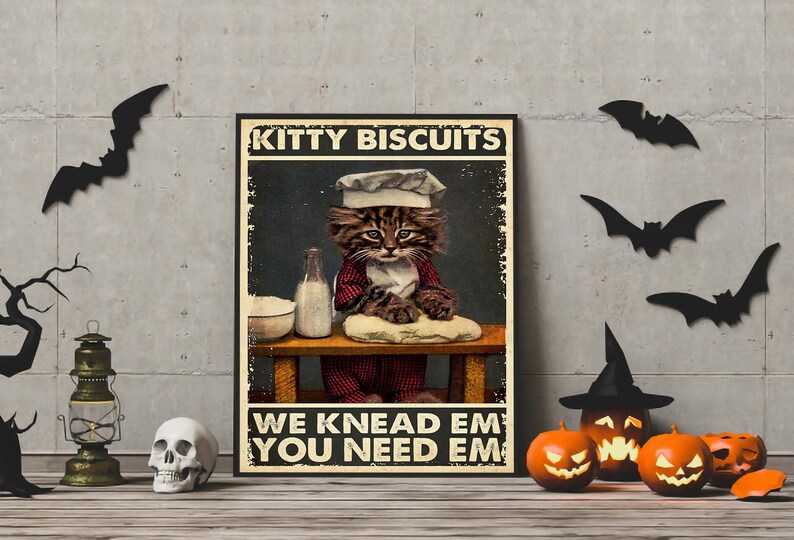 Kitty Biscuits We Knead em you Need Em Poster Wall Etsy