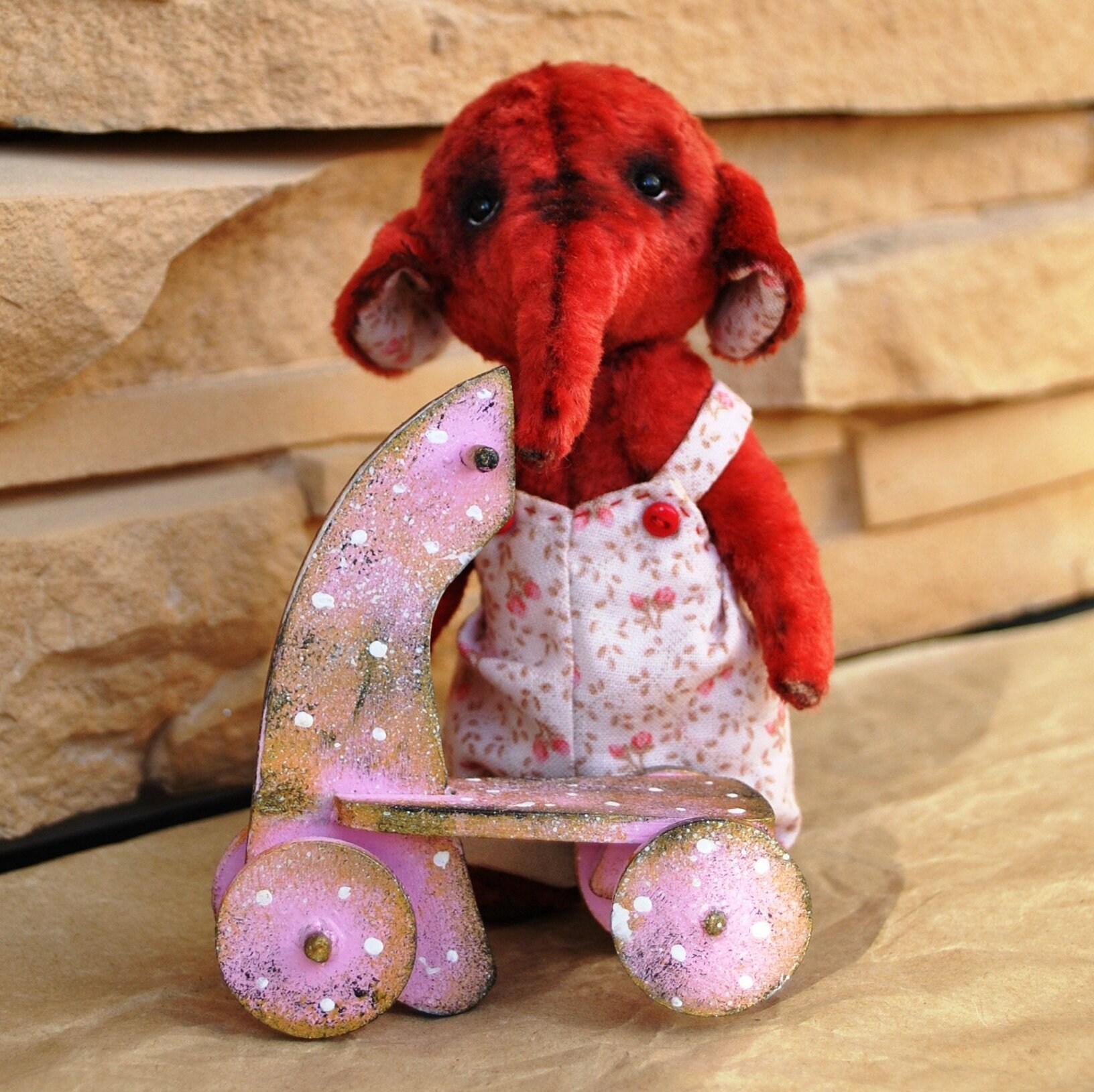Red Elephant & scooter Plush elephant toy Collectible toy Etsy