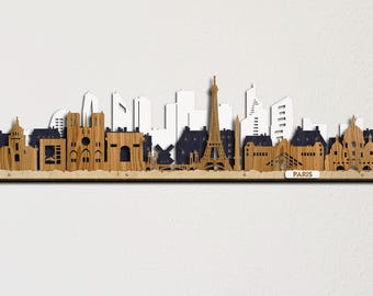 Grote gekleurde 3D-stadsgezicht van Parijs, grote gekleurde 3D-stadsgezicht lasergesneden grote muurkunst - US Duty Paid