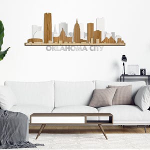 Oklahoma City Large Skyline 3d Layered Laser Cut Wooden Cityscape Wall Art Free Express Shipping