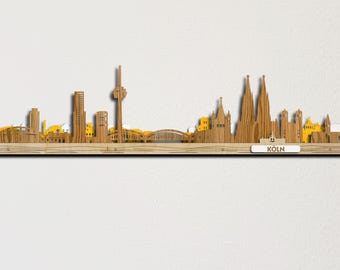 Köln Skyline 3d Layered Wooden Colorful Cityscape Laser Cut Wall Art Köln Stadtbild Städtische Silhouette US Duty Paid