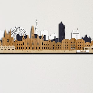 Wien bezienswaardigheden skyline groot Wenen gekleurd 3d houten stadsgezicht gelaagde lasergesneden kunst aan de grote muur Gratis expresverzending
