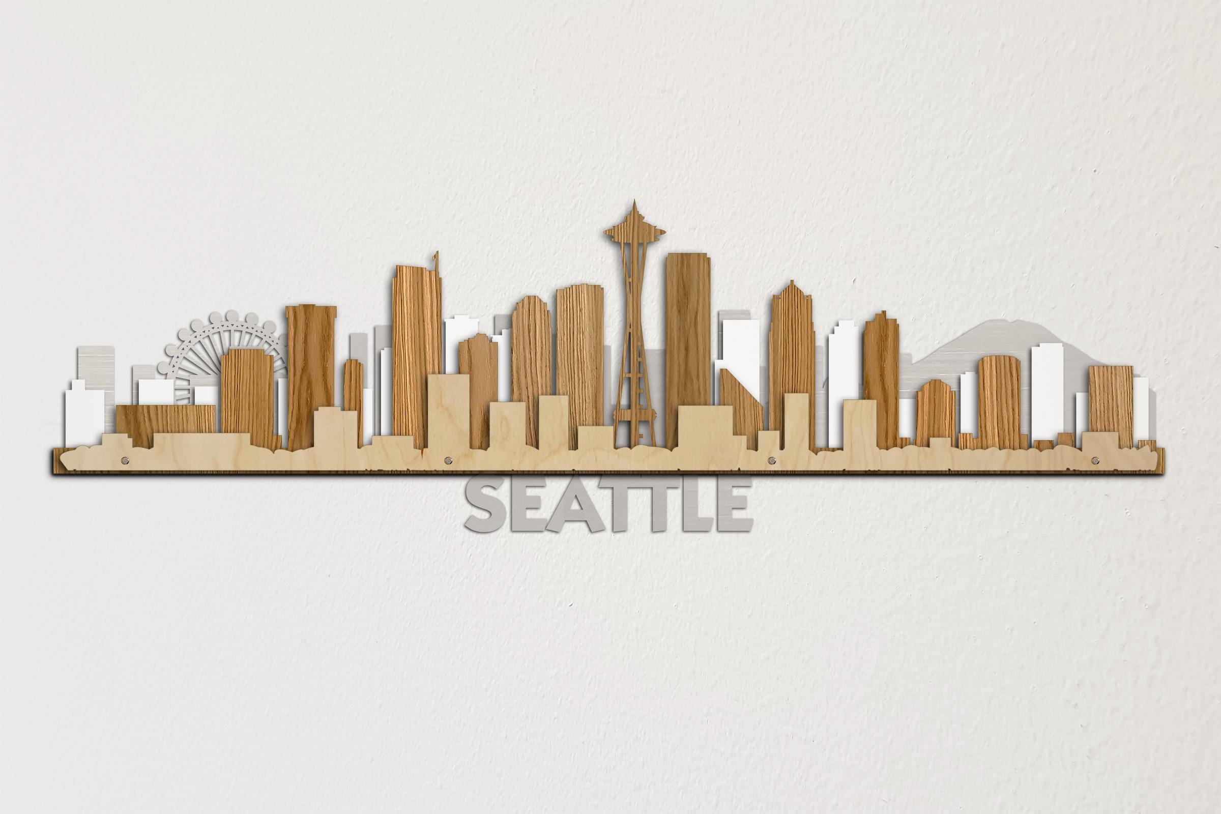Seattle Skyline 3d Layered Laser Cut Wooden Cityscape Wall Art US Duty ...