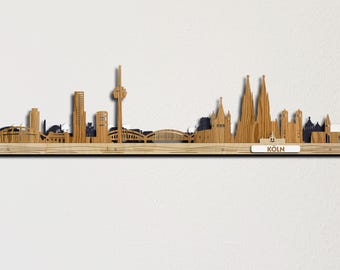 Köln Skyline Large 3d Colorful Wooden Cityscape Wall Art Köln Stadtbild Städtische Silhouette - US Duty Paid