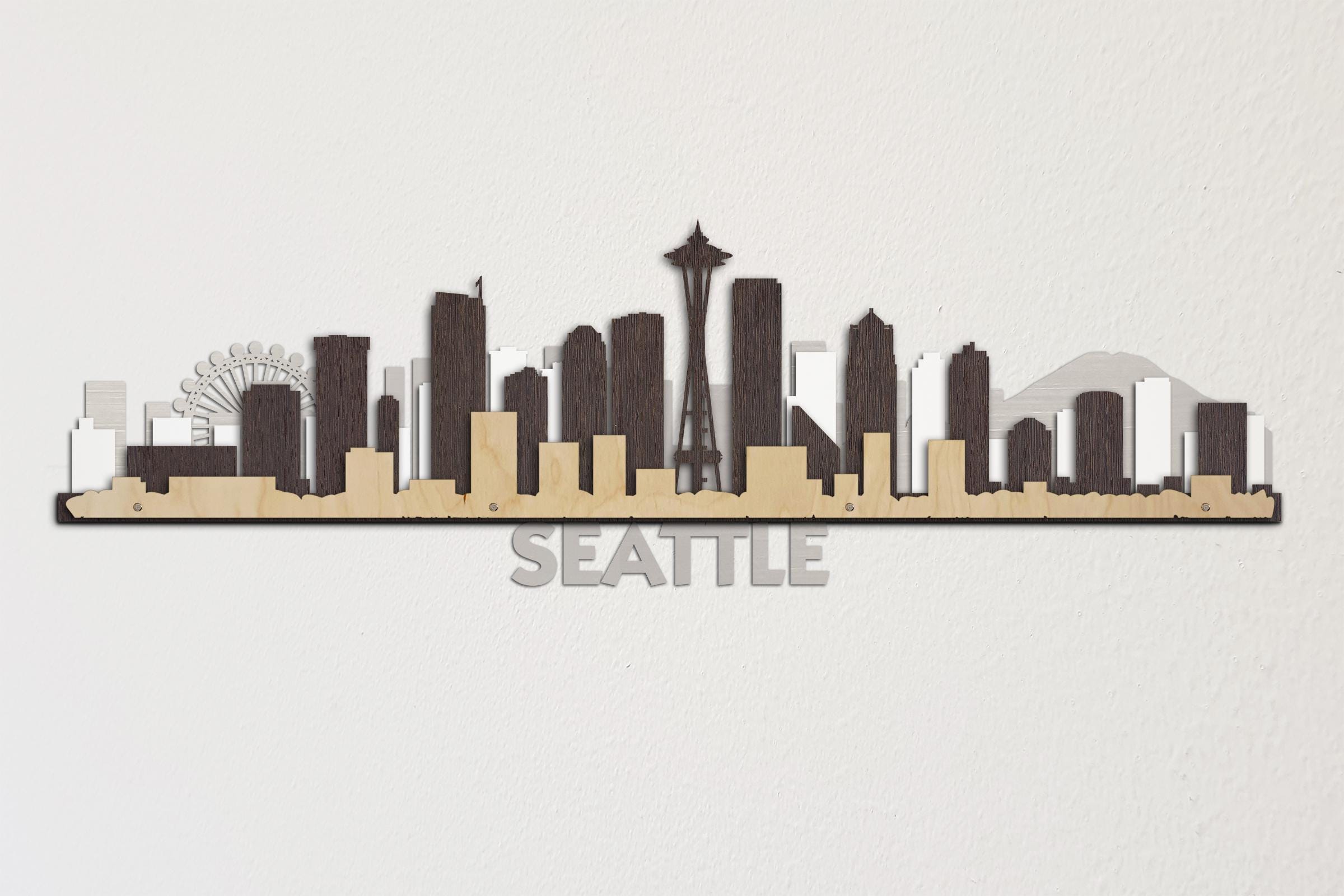 Seattle Skyline 3d Layered Laser Cut Wooden Cityscape Wall Art US Duty ...