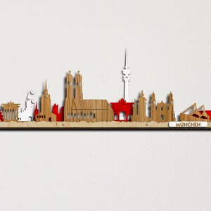 München Skyline Colorful Wood und Acryl Layered 3d Laser Cut Skyline München Stadtbild Städtische Silhouette US Duty Paid