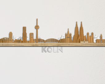 Large Köln Skyline 3d Wooden Cityscape Laser Cut Wall Art Köln Stadtbild Städtische Silhouette - US Duty Paid
