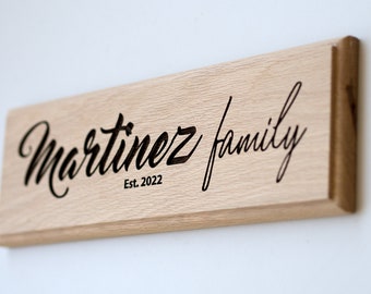 Personalized Oak Family Sign - Wood Door Sign - Family Name Sign