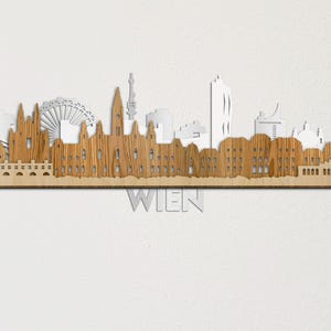 Skyline Wenen grote gedetailleerde 3D Wien gelaagde lasergesneden grote houten muurkunst Gratis expresverzending