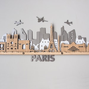 Art mural 3D en bois découpé au laser sur les toits de Paris