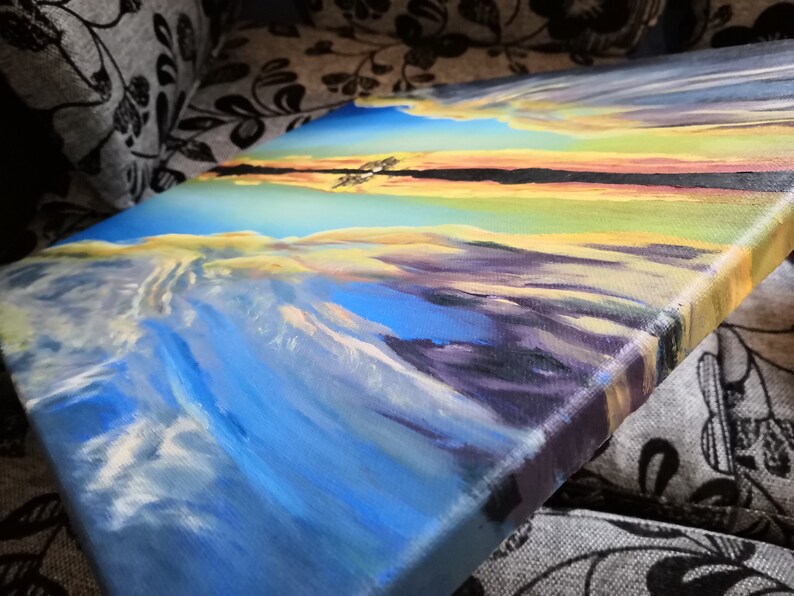 Dawn Sunset Reflection Water Landscape Oil Painting Sea Etsy