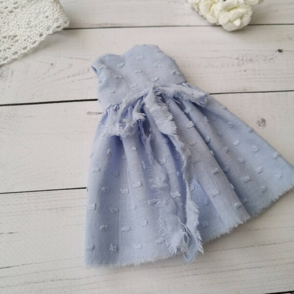 Vestido azul para la muñeca Blythe. Lindo vestido para Blythe. Traje para Blythe. Custom Blythe
