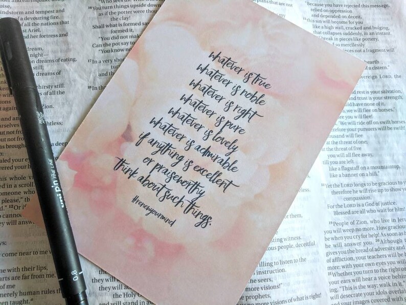 Whatever Is True #renewyourmind Postcard Philippians 4:8 4x6in