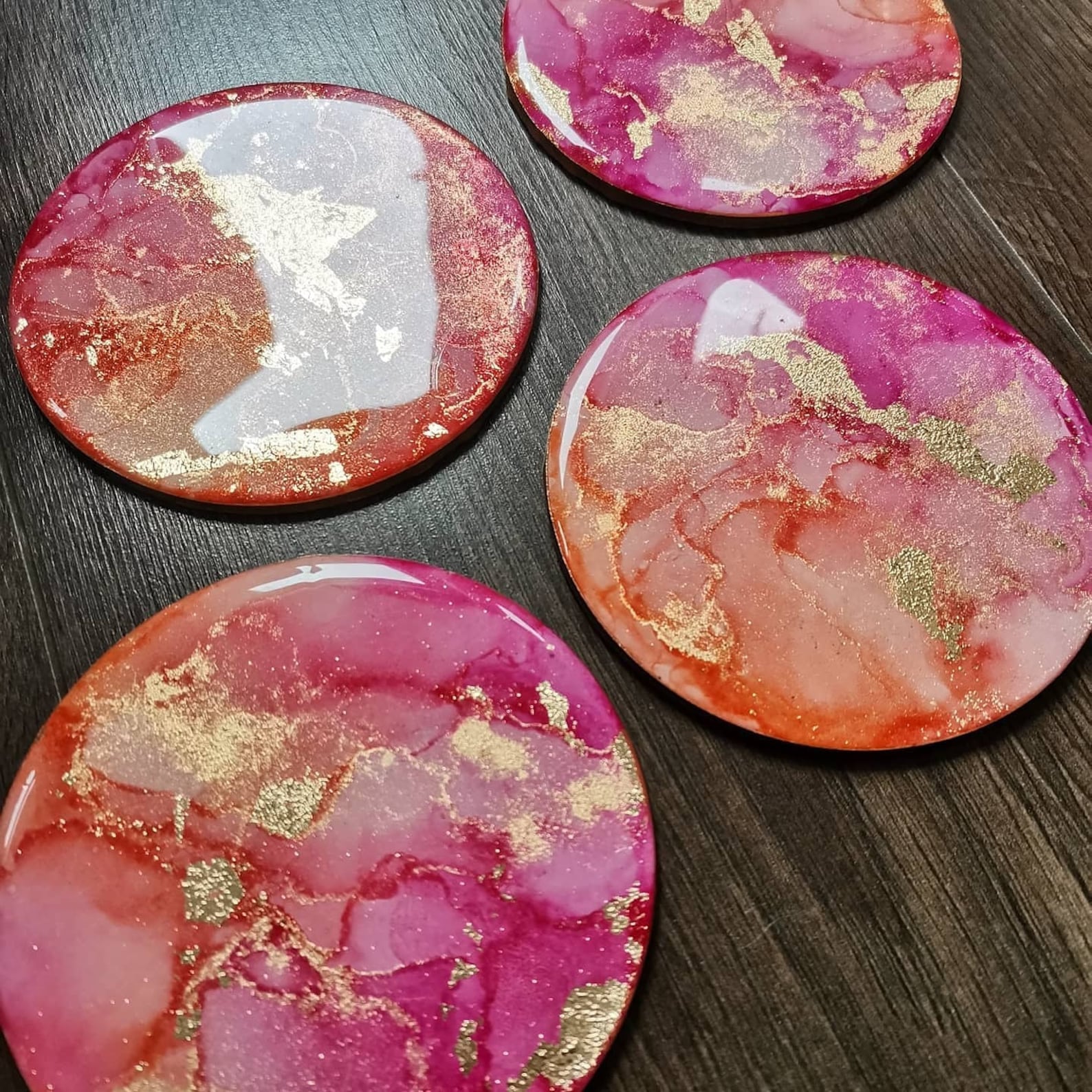 Alcohol ink and resin 'sunset' coasters Etsy