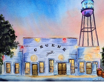 Gruene Hall – Kunstdruck, Wandbild aus New Braunfels, Kunst aus texanischen Tanzsälen, Geschenkidee für Gruene, Texas, Dekoration für die Hill Country, Kunst mit Live-Musik