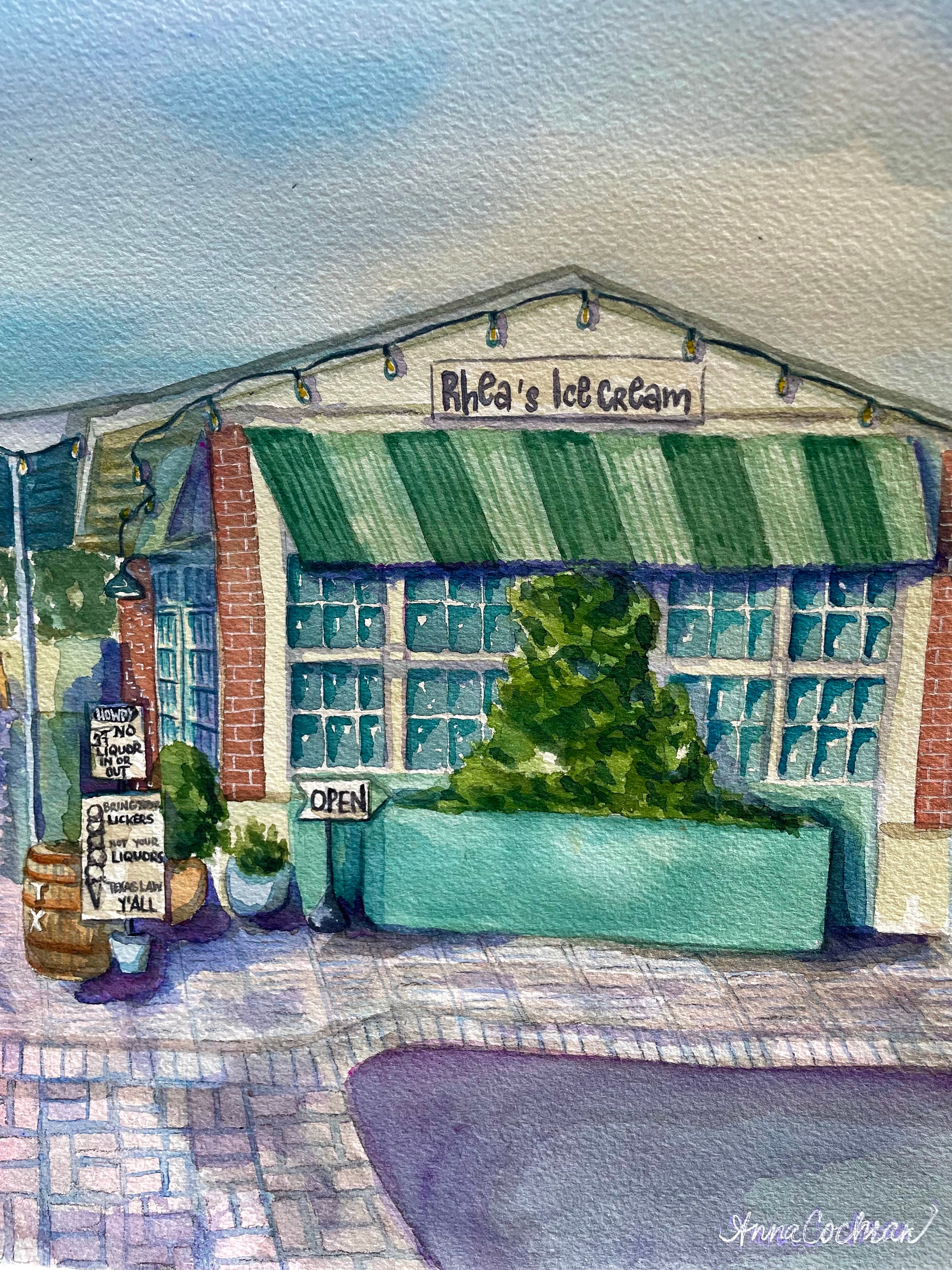 Gruene Grove and Rhea's Ice Cream - Print - Etsy