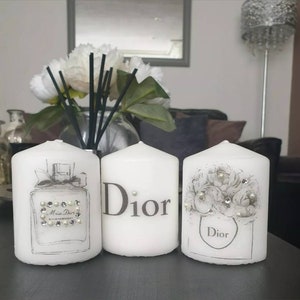 Mini candle set- embellished grey fashion print