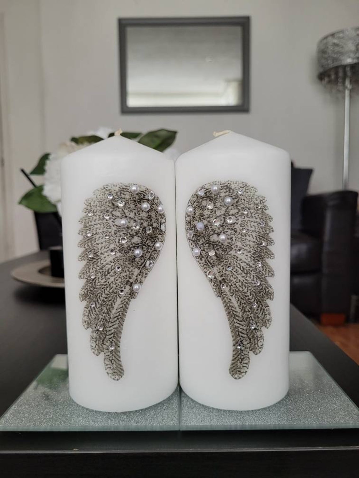 2 piece angel wings Candle Set For Home Décor Dressing Etsy